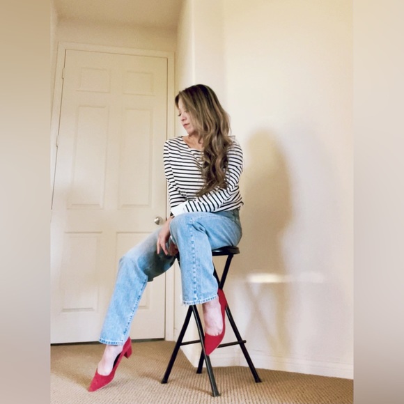 Kate Spade Red Suede Mindie Scalloped Block Heel Pumps Women's Size 8M - Picture 10 of 11